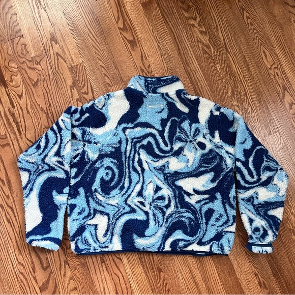 ASOS 4505 ski borg 1/4 zip sweat in blue swirl print - Size 8 - Picture 2 of 8